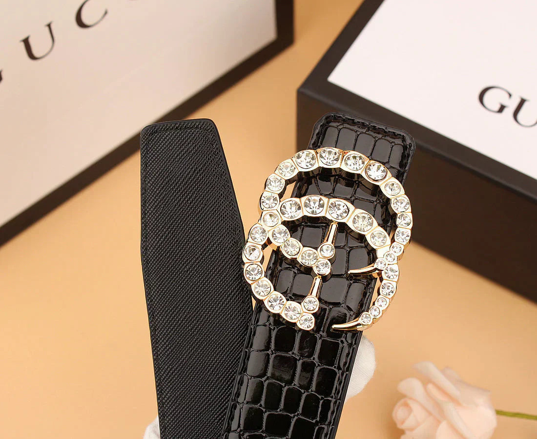 2025 2 Styles Double G Rhinestone Belt