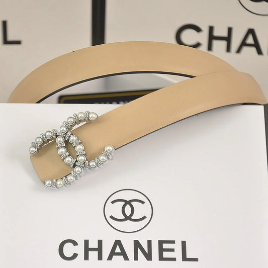 2025 6 color  double C pearl rhinestone belt