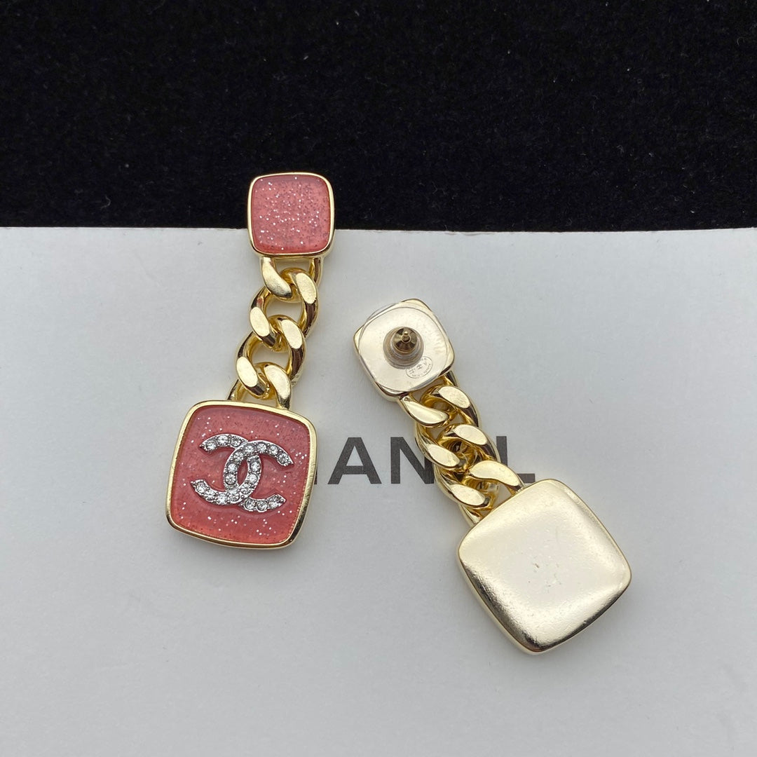 2025 Sparkling Pink Enamel Earrings