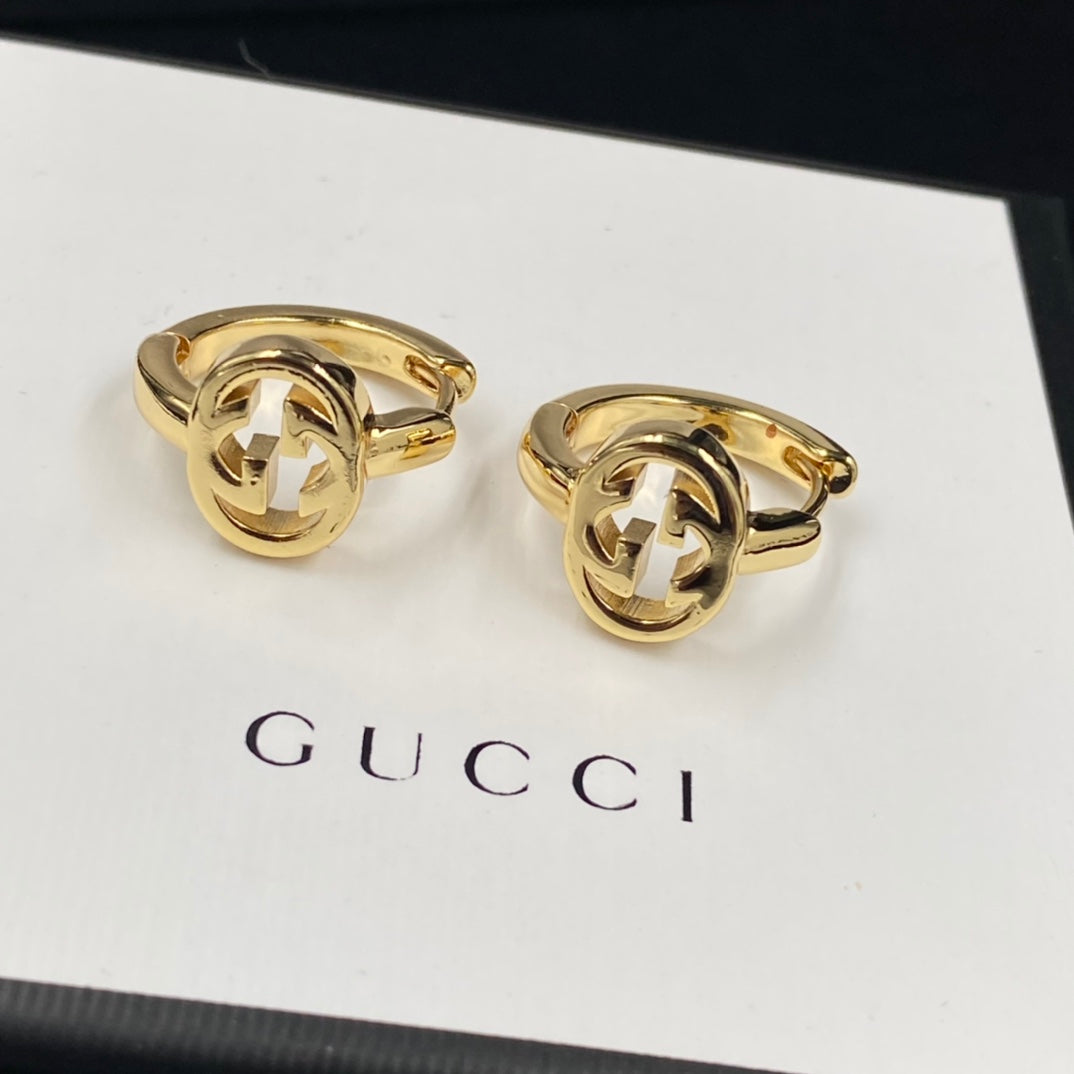 2025 Simple Gold Monogram Circle Earrings