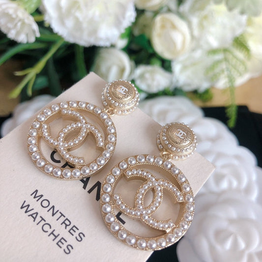 2025 Luxury Pearl Big Circle Pendant Earrings
