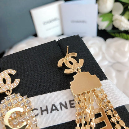 2025 Luxury Letter Tassel Rhinestone Earrings