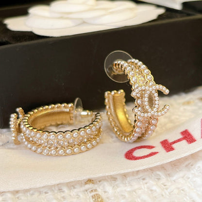 2025 Luxurious Full Pearl Rhinestone Earrings