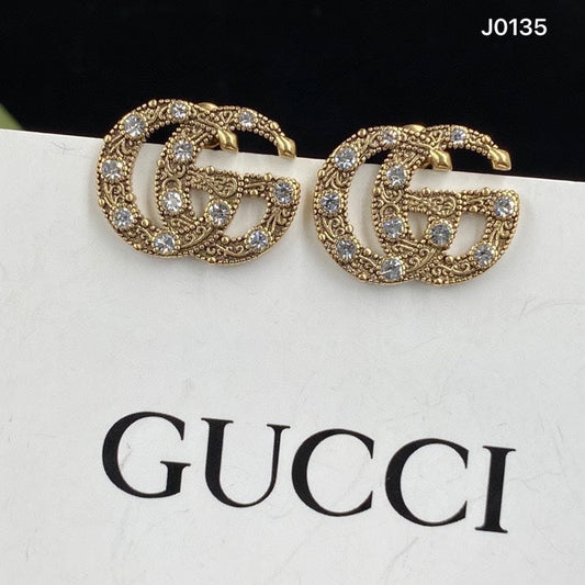 2025 Fashion Embossed Rhinestone Double Stud Earrings