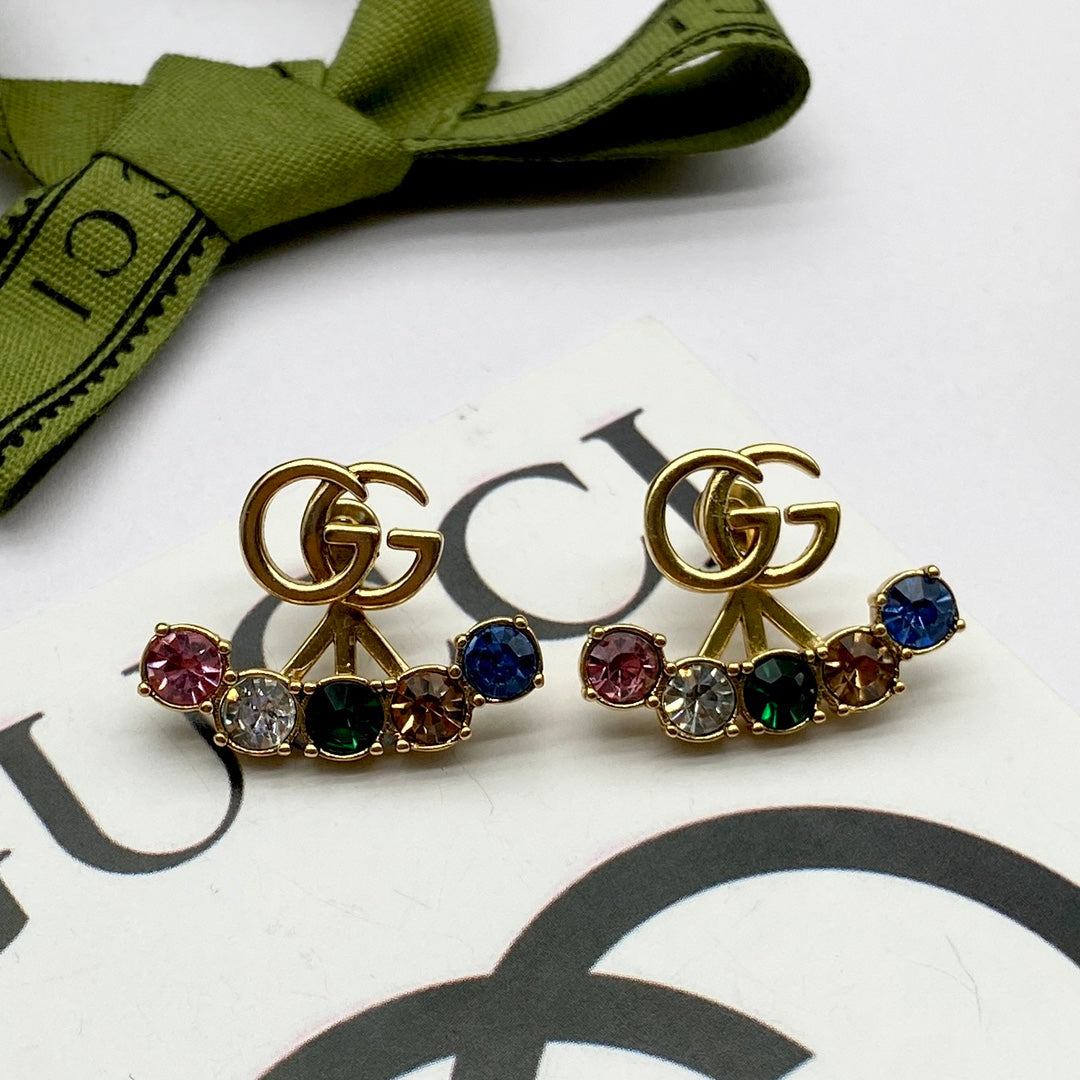 2025 Stylish Double Color rhinestone earrings