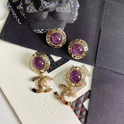 2025 Fashion CC Round Rhinestone Dangle Earrings