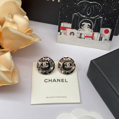 2025 Fashion double C rhinestone graffiti earrings
