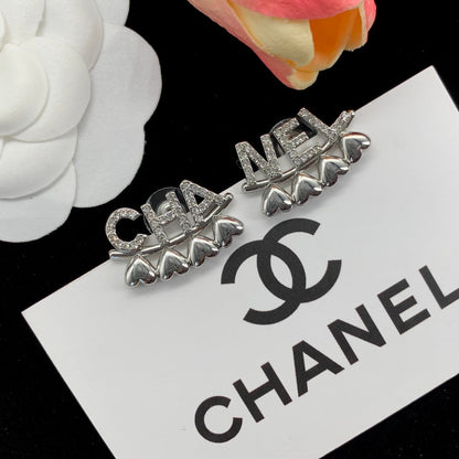 2025 Classic CHA letter heart pendant earrings