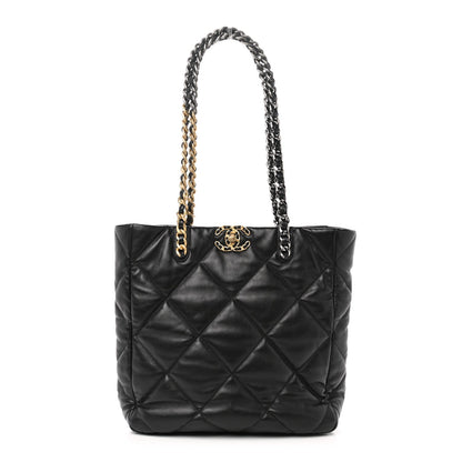 2025 Bag Lambskin Quilted CC 19 Shopping Bag Black