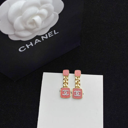 2025 Sparkling Pink Enamel Earrings