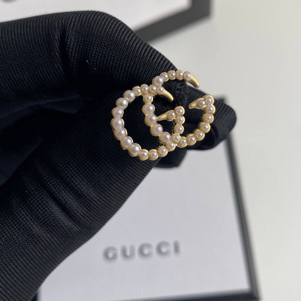 2025 Double G Pearl Stud Earrings