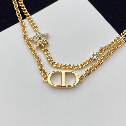 2025 Diamond Star Double Bracelet Necklace Set