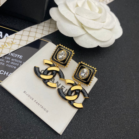 2025 Vintage Diamond Logo Drop Earrings