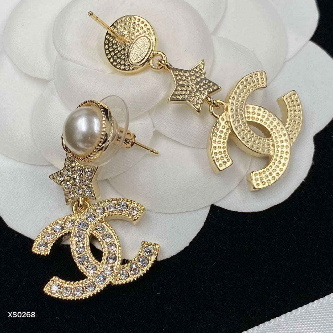 2025 Sparkling Zircon Star Letter Earrings