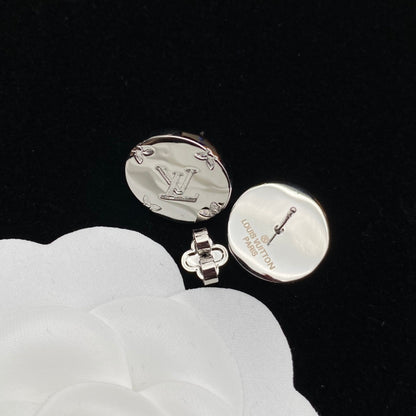 2025 Round Logo Letter Stud Earrings