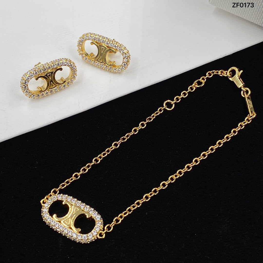2025 Crystal Diamond Earrings Bracelet Necklace Set