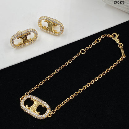 2025 Crystal Diamond Earrings Bracelet Necklace Set