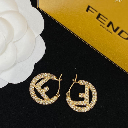 2025 Letter Diamond Round Earrings