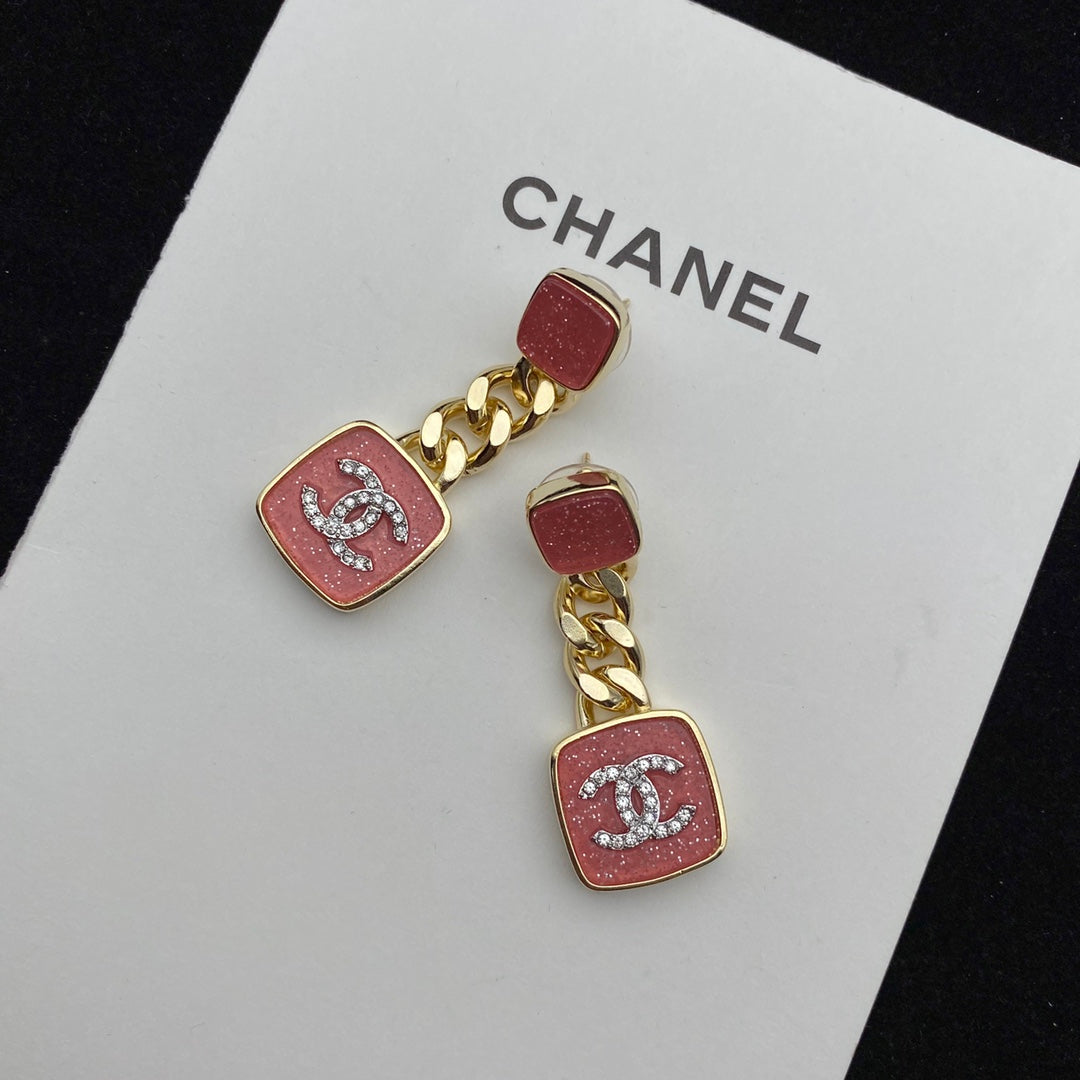 2025 Sparkling Pink Enamel Earrings