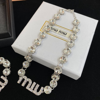 2025 Sparkling Crystal Diamond Bracelet Necklace Set