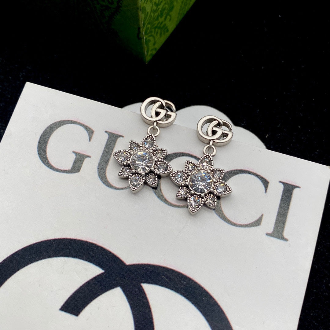 2025 Crystal Diamond Flowers Letters Earrings