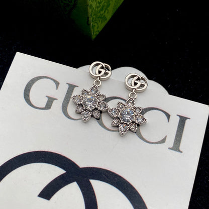 2025 Crystal Diamond Flowers Letters Earrings