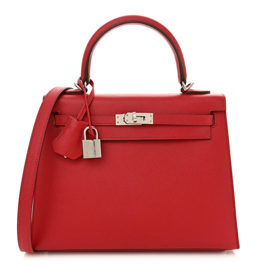 Madame Calfskin Verso Kelly Sellier 25 Rouge Piment Rose Shocking BAG