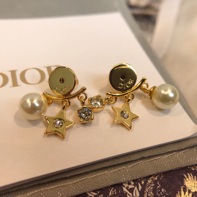 2025 Elegant pearl star crystal earrings