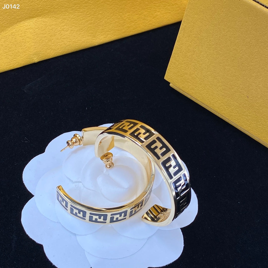 2025 Double Letter Half Hoop Earrings