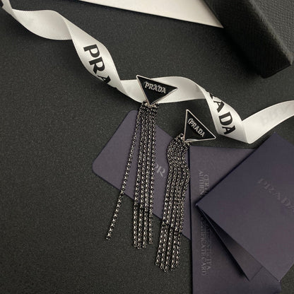 2025 Black Fringe Diamond Earrings