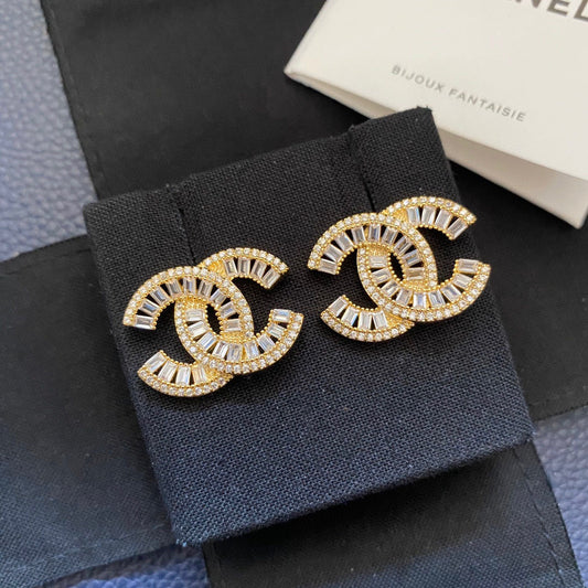 2025 Double Crystal Diamond Earrings