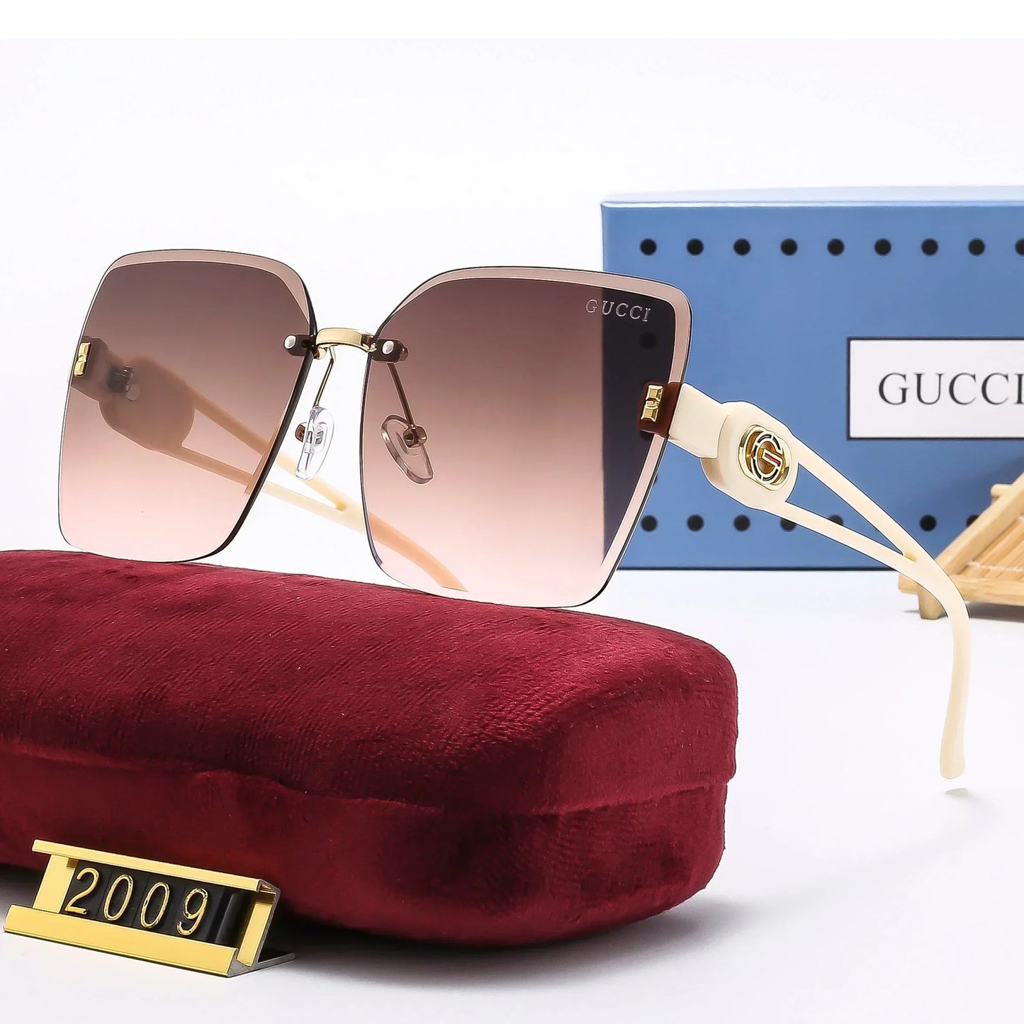 2025 Frameless cut-edge personalized retro square frame sunglasses
