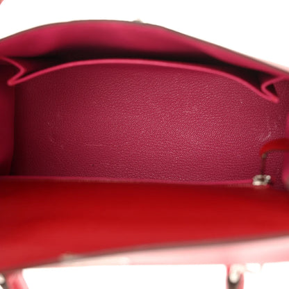 Madame Calfskin Verso Kelly Sellier 25 Rouge Piment Rose Shocking BAG