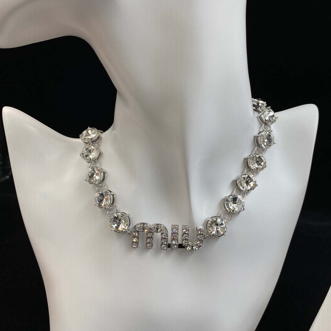 2025 Sparkling Crystal Diamond Bracelet Necklace Set