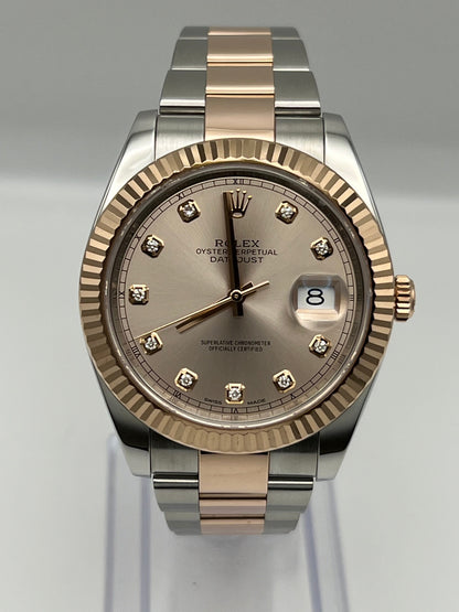 2025 Watch Datejust 126331 Rose Gold Stainless Steel Sundust Diamond Dial (2022)