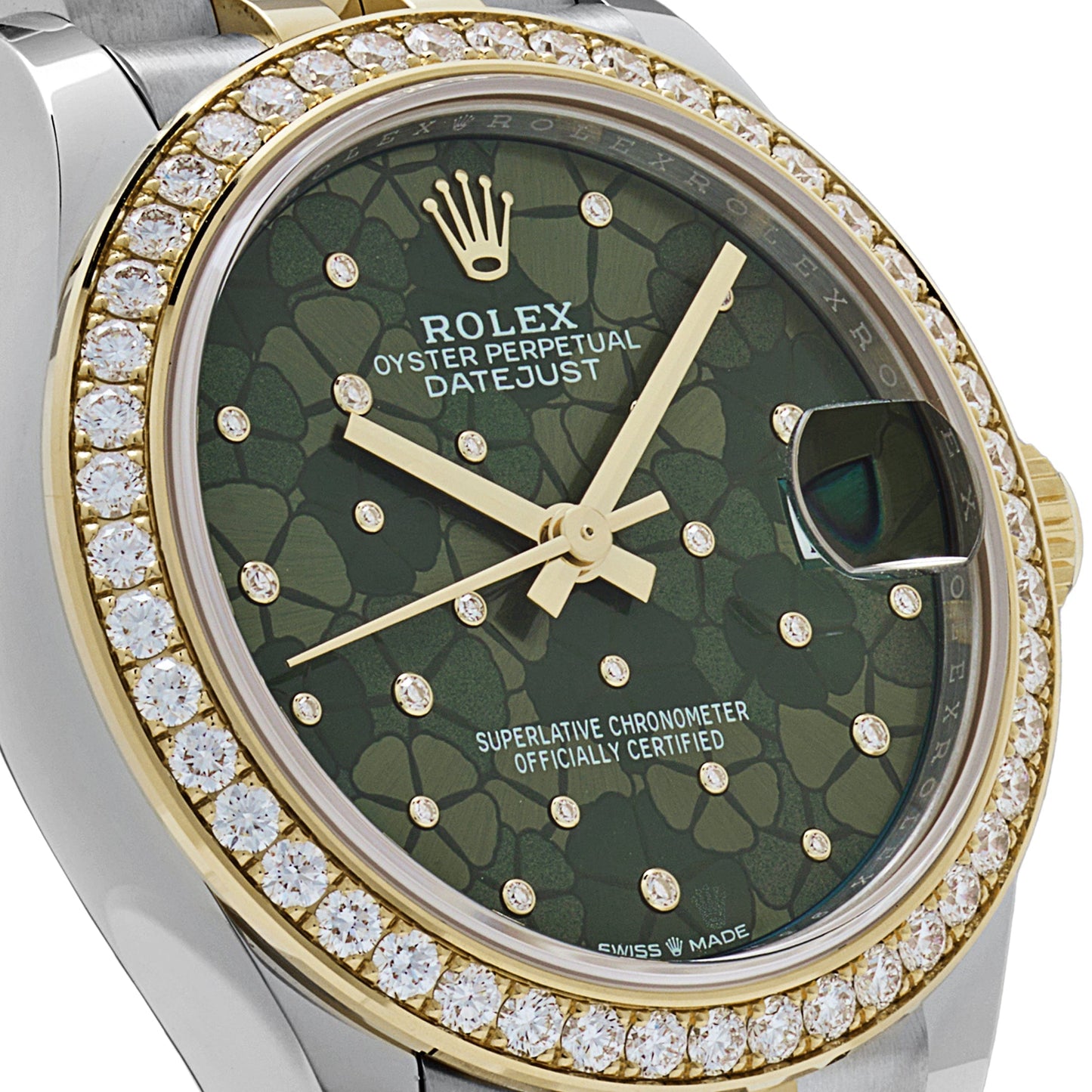 2025 Watch Datejust 278383RBR Two-Toned Yellow Gold Stainless Steel Green Flower Dial