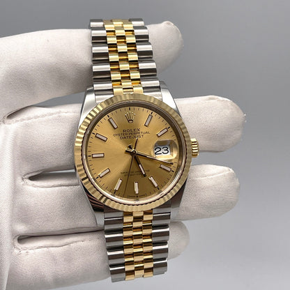 2025 Watch Datejust 126233 Stainless Steel Yellow Gold Champagne Dial Jubilee