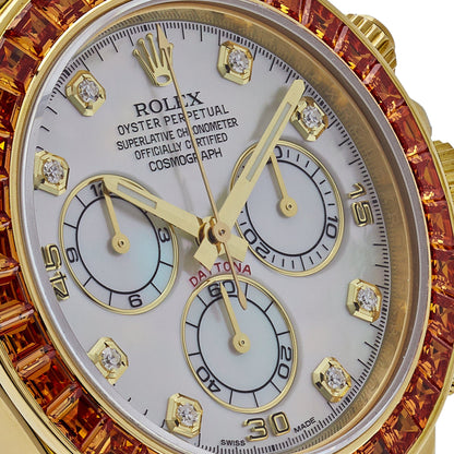 2025 Watch Daytona 116578SACO Yellow Gold Sapphire Bezel Mother Of Pearl Dial (2019)