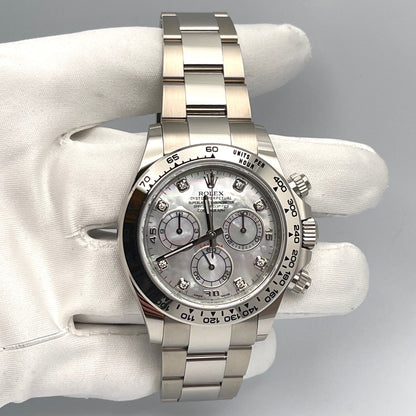 2025 Watch Daytona 116509 White Gold Mother Of Pearl Diamond Dial