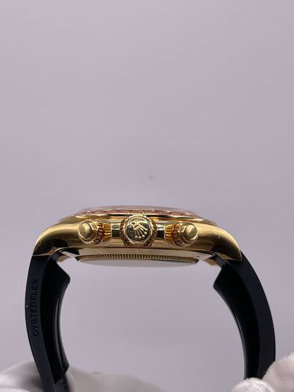 2025 Watch Daytona 116588SACO Yellow Gold Orange Sapphire Bezel Black Diamond Dial