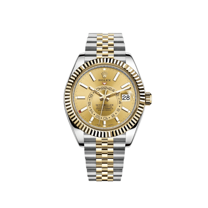 2025 Watch Sky-Dweller 326933 Stainless Steel Yellow Gold Champagne Dial